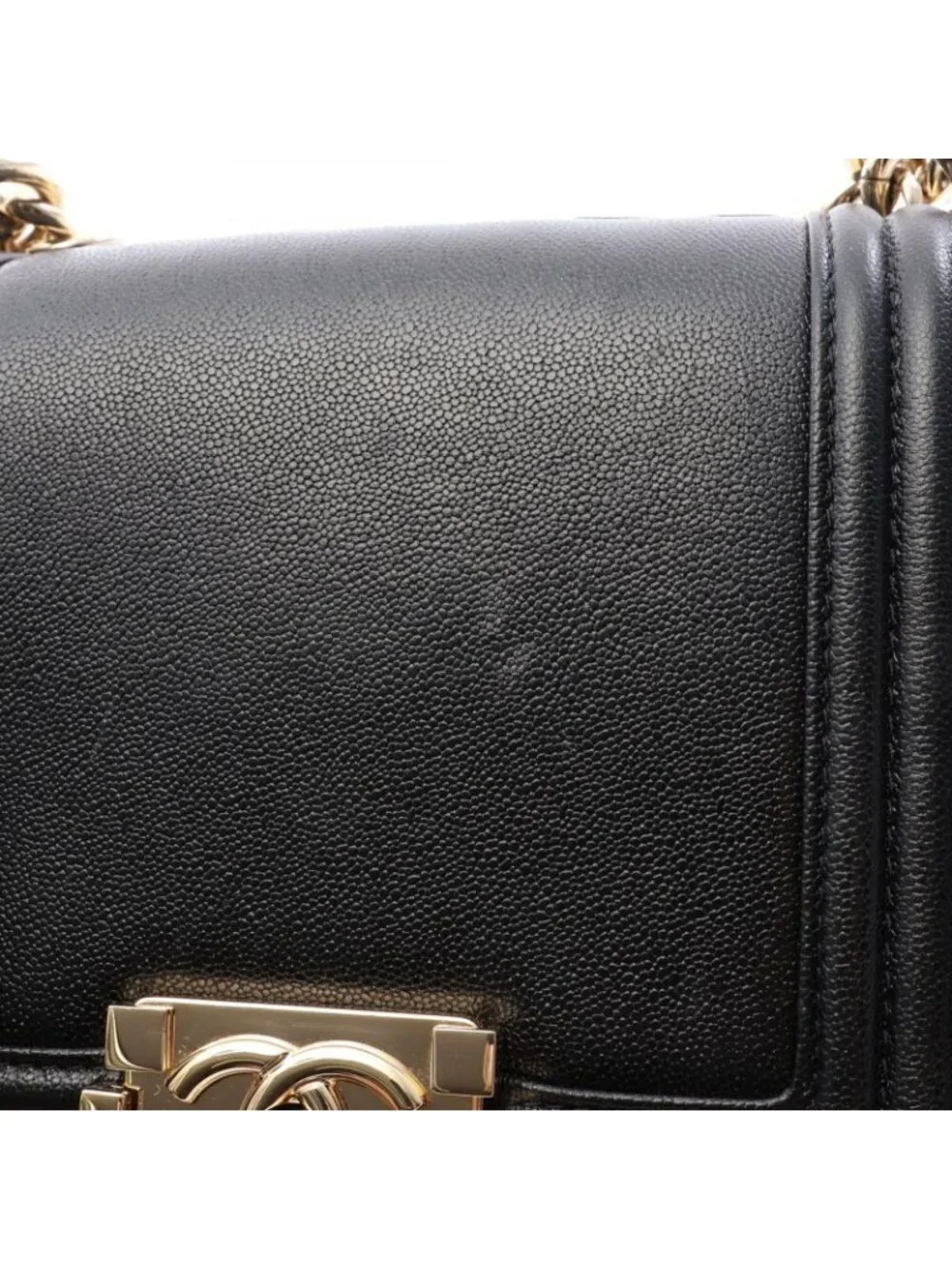 Chanel Shoulder Bag Boy Black Leather Boy Chain